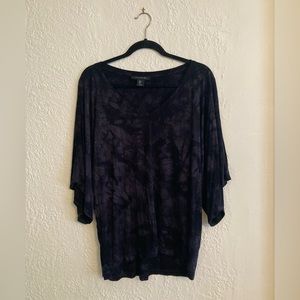 Tahari Oversize Rayon Top Tie-dye Black Comfort M